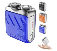 Meigline Mini Sha-ver, 2025 Upgrade Meigline Sha-ver, Portable Rotary Dual Ring Electric Sha-ver, Cordless Face Ra-zor with LED Power Display, One-Touch Shaving, for Home Travel (Blue)