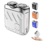 Meigline Mini Sha-ver, 2025 Upgrade Meigline Sha-ver, Portable Rotary Dual Ring Electric Sha-ver, Cordless Face Ra-zor with LED Power Display, One-Touch Shaving, for Home Travel (White)