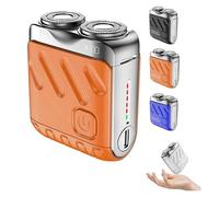 Meigline Mini Sha-ver, 2025 Upgrade Meigline Sha-ver, Portable Rotary Dual Ring Electric Sha-ver, Cordless Face Ra-zor with LED Power Display, One-Touch Shaving, for Home Travel (Orange)