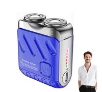 Meigline Mini Shaver, 2026 New Meigline Shaver, Ipx7 Waterproof Portable Rotary Dual Ring Electrics Shavers, for Men Home Travel (Blue)