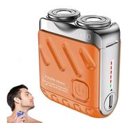 Meigline Mini Shaver, Beard Shaver Mini and Portable Suitcase Design, Cordless Electric Razor for Men, Wet and Dry Electric Shaver, Waterproof Rechargeable Mini Shavers for Travel (Orange)