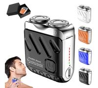 Meigline Mini Shaver for Men, Mini Electric Explosive Shaver for Men, Portable Rotary Dual Ring Electric Shavers, Waterproof, Replacement Heads, for Mens Home Travel (Black)