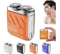 Meigline Mini Shaver - Mini Electric Explosive Shaver for Men, Compact Razor for Wet & Dry Use, Waterproof and USB Rechargeable, Suitable for Home Travel (Orange)