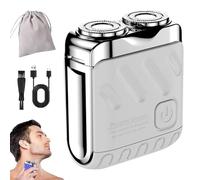 Meigline Mini Shaver, Mini Electric Explosive Shaver for Men, Small Steel Cannon Suspended Magnetic Blade Shavers, USB Fast Charging, Wet & Dry with LED Power Display, for Home Travel (D)