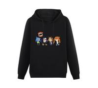 meigui Men's Cartoon Street Sharks Long Sleeve Cotton Hooded Hoodie Size XXL Black