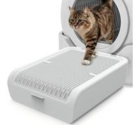 MEIHAOME Cat Litter Box Step, 15.2"×12.3" Extra-Wide Anti-Tracking Non-Slip Litter Box Ramp, Supports 40lbs, Adjustable 1 or 2 Tiers for Senior & Large Cats, Deep Groove Catcher