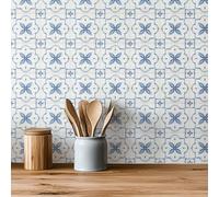 meihea 30 Pack, 4x4 Inch French Country Tile Decals, Light Blue Watercolor Peel and Stick Backsplash, Classic Vinyl for Kitchen Decor