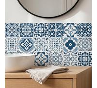 MEIHEA 30 Pack Blue and White Peel and Stick Backsplash, 4x4 Inch Mediterranean Tile Stickers, Waterproof Vinyl Wall Decals for Kitchen & Bathroom