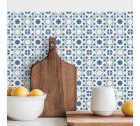 meihea 30-Pack Moroccan Tile Stickers, 4x4 Inch Peel and Stick Backsplash - Blue & White Geometric Vinyl Wall Decals for Kitchen, Bathroom, Stairs - Waterproof & Removable Home Decor Accents
