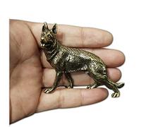 MEIHENI Solid Brass German Shepherd Dog Statue 6.9 cm Metal Dog Animal Ornament Collectible Desk