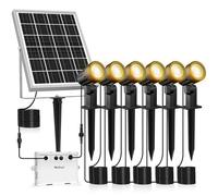 MEIHUA 6 in 1 Solar Spot Lights Outdoor Garden 2700K Spike Light