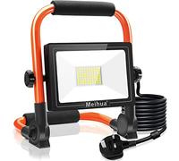 MEIHUA Led Work Light 60W 6500K Portable Light LED Floodlight IP66 Waterproof Construction Lights with Stand for Workshop Job Site Garage Camping Daylight White 3.5m Wire with Plug