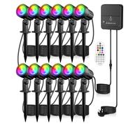 MEIHUA RGB Garden Spotlights Mains Powered, 35m 12-in-1 Color Changing Outdoor Garden Lights IP66 Waterproof Decorative Pathway Spike Light LED Landscape Lights for Yard Patio Lawn Tree with UK Plug
