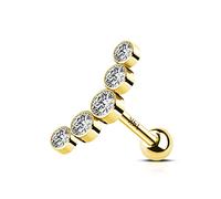 MeIighting 16G 14K Solid Gold Helix Earring Opal Helix Piercing Jewellery Climber Cartilage Earrings Conch Stud Lobe Tragus Piercings 14ct Gold Stud Earring for Women