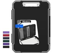 Meiikun Clipboard with Storage, Rugged Shockproof Protective, Internal Pen Pouch & Metal Clip, Heavy Duty Plastic Clip Boards 8.5x11, High Capacity Contractor Folder for School Office (Black)