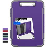 Meiikun Clipboard with Storage, Rugged Shockproof Protective, Internal Pen Pouch & Metal Clip, Heavy Duty Plastic Clip Boards 8.5x11, High Capacity Contractor Folder for School Office (Purple)