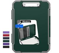Meiikun Clipboard with Storage, Rugged Shockproof Protective, Internal Pen Pouch & Metal Clip, Heavy Duty Plastic Clip Boards 8.5x11, High Capacity Contractor Folder for School Office (Emerald)