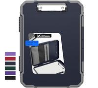 Meiikun Clipboard with Storage, Rugged Shockproof Protective, Internal Pen Pouch & Metal Clip, Heavy Duty Plastic Clip Boards 8.5x11, High Capacity Contractor Folder for School Office (Navy)