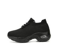 MEIION EasyWalk Pro Women's Ergonomic Pain Relief Shoe Lightweight Slip-On Trainers for Leisure - Breathable, Air Cushioned Sole, Fitness, Outdoor Running Shoes, All in black, 5 UK