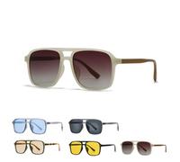 MEIION Vzn Frames St Barts Safari Sunglasses,Stylish and Versatile | 70s Vintage Pilot Sunglasses,Oversized Square Double Bridge UV400 Protection Fashion Outdoor Sun Glasses for Men Women