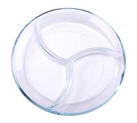 Meiiron 3 Section Divided Plate, Glass Portions Control Dinner Plates for Adults - Microwavable - Freezer and Dishwasher Safe Food Storage Containers 1pc (Color : 10" Round Plate)