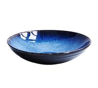 Meiiron 9in Large Round Ceramic Bowls Reactive Glaze Dinner Plates - Blue - Microwave Safe, Dishwasher-Safe