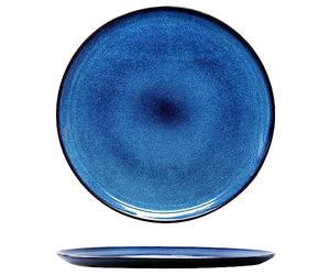 Meiiron Ceramic Steak Plate Sushi Cake Dessert Flat Plate Glazed Finish Hotel Restaurant Dinner Plate Round kitchen Supplies (Color : Blue, Size : 10.5")