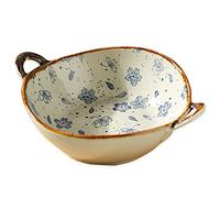 Meiiron Soup Pasta Bowls with Double Handles, Rustic Porcelain Pasta Bowl Noodles Ramen Bowls 26 Ounce for Cereal, Pasta, Ramen, Salad and Soup - Safety Underglaze Print (Color : I)