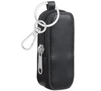 Meiiy Lip Balm Holder Chapstick Holder Keychain Fashion Pu Leather Lipstick Pouch Lip Gloss Holder With Hook (Black)
