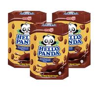 Meiji Hello Panda Double Chocolate Biscuits 260g x 3 Packs - Fun, Crunchy Biscuits Filled with Smooth Chocolate Cream