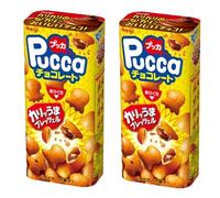 Meiji Japanese Pucca Chocolate Biscuit Snacks - Chocolate 43g (Pack of 2)