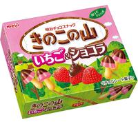 MEIJI Kinoko No Yama (Chocorooms) Chocolate & Strawberry Cookies 64g
