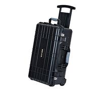 MEIJIA All Weathe Waterproof Hard Case with Retractable Pull Handle and Rolling Wheels, Customizable Fit Foam Inserted, Fit for Camera,Drones,Equipment,Elegant Black (22.06"X17.93"X10.43")