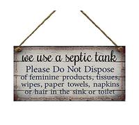 Meijiafei Septic Tank Sign-we use a Septic Tank Please Do Not Dispose of… -Functional Interior House Sign 5" x 10"
