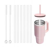 MEIJIAYOU Water Bottle Straw Compatible with Hydroflask 32 oz Travel Tumbler,6 Straws with 2 Brushes,Plastic BPA Free,Trim to Cut