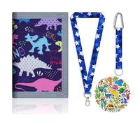 MEIJINMEIYU Children's Neck Pouch - Purse Children, Wallet Neck Pouch Girls, Neck Pouch Boys, Foldable Children's Purse, Water-Repellent and Robust, Dinosaurs, Contemporary