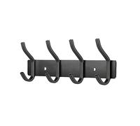 MEIJO Coat Hooks Wall Mounted, Coat Rack Wall Mounted Stainless Steel with 4 Hooks Heavy Duty Coat Hooks for Door, Bedroom, Bathroom, Kitchen(Balck, 4 Hooks)