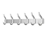 MEIJO Coat Hooks Wall Mounted, Coat Rack Wall Mounted Stainless Steel with 6 Hooks Heavy Duty Coat Hooks for Door, Bedroom, Bathroom, Kitchen(Silver, 6 Hooks)