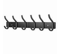 MEIJO Coat Hooks Wall Mounted, Coat Rack Wall Mounted Stainless Steel with 6 Hooks Heavy Duty Coat Hooks for Door, Bedroom, Bathroom, Kitchen(Balck, 6 Hooks)