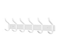 MEIJO Coat Hooks Wall Mounted, Coat Rack Wall Mounted Stainless Steel with 6 Hooks Heavy Duty Coat Hooks for Door, Bedroom, Bathroom, Kitchen(White, 6 Hooks)