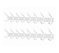 MEIJO Coat Hooks Wall Mounted, Coat Rack Wall Mounted Stainless Steel with 8 Hooks Heavy Duty Coat Hooks for Door, Bedroom, Bathroom, Kitchen(White, 8 Hooks, 2Pack)