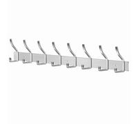 MEIJO Coat Hooks Wall Mounted Stainless Steel, Silver Coat Rack Wall Mounted with 8 Hooks Heavy Duty Coat Hooks for Door, Bathroom, Bedroom, Kitchen (Silver, 8 Hooks)