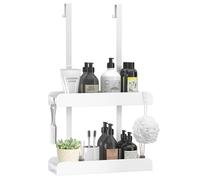 MEIJO Shower Caddy Hanging White Over Door Shower Shelf,2-Tier Bathroom Organiser Storage Shelves No Drilling with 4 Hooks for Bathroom Kitchen
