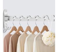MEIJO Wall-Mounted Clothes Rack Silver, Foldable Wall Mounted Clothes Rail, 90° Rotation Heavy Duty Wall Clothing Drying Rack Wall Coat Rack for Bathroom, Bedroom, Hotel, Laundry Room