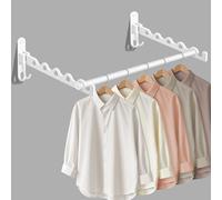 MEIJO Wall-Mounted Clothes Rack White, Foldable Wall Mounted Clothes Rail, 90° Rotation Heavy Duty Wall Clothing Drying Rack Wall Coat Rack for Bathroom, Bedroom, Hotel, Laundry Room,2 PCS + Rod