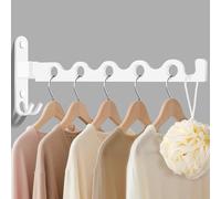 MEIJO Wall-Mounted Clothes Rack White, Foldable Wall Mounted Clothes Rail, 90° Rotation Heavy Duty Wall Clothing Drying Rack Wall Coat Rack for Bathroom, Bedroom, Hotel, Laundry Room