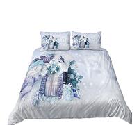 Meiju 2/3 Piece Bedding Duvet Cover Set for Single Double King Size, 3D Christmas Print Bedding Set Soft Microfibre Duvet Sets With Zipper Quilt Cover + Pillowcases (Purple Snowflake,220x240cm)
