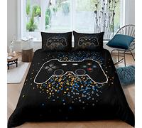 Meiju 2/3 Piece Bedding Duvet Cover Set for Single Double King Size, 3D Gamepad Print Bedding Set Soft Microfibre Duvet Sets With Zipper Quilt Cover + Pillowcases (Blue polka dots,180x210cm)