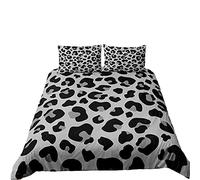 Meiju 2/3 Piece Bedding Duvet Cover Set for Single Double King Size, 3D Leopard Print Bedding Set Soft Microfibre Duvet Sets With Zipper Quilt Cover + Pillowcases (Grey leopard,220x240cm)