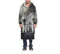 Meiju 3D Adults Oversized Hoodie Sweatshirt Blanket,Comfortable Wearable Throw Blanket with Sleeves and Pockets Polyester Super Soft Warm (One Size(110cm/43in),Fog)